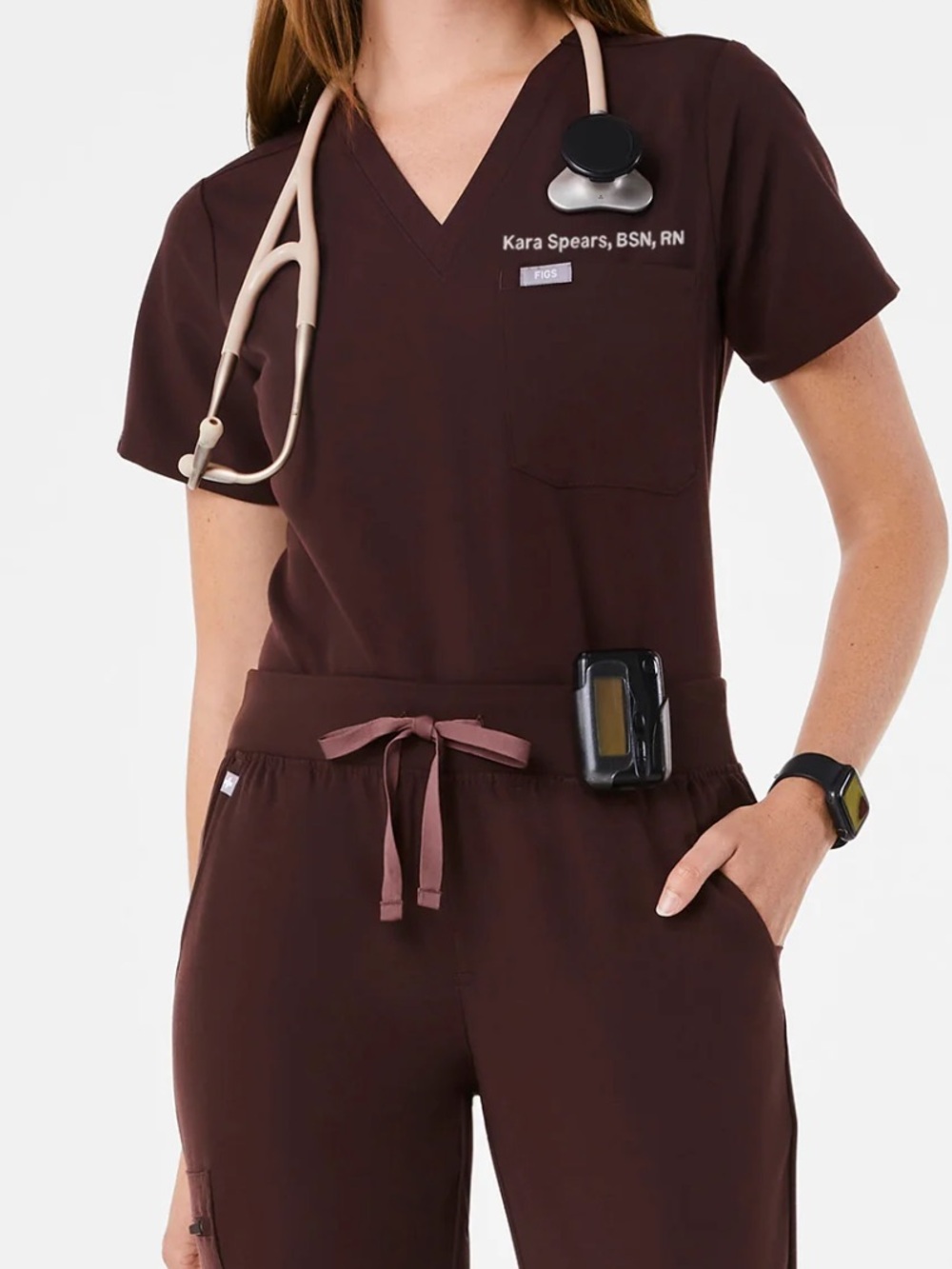 Figs Women's Espresso Catarina scrub top